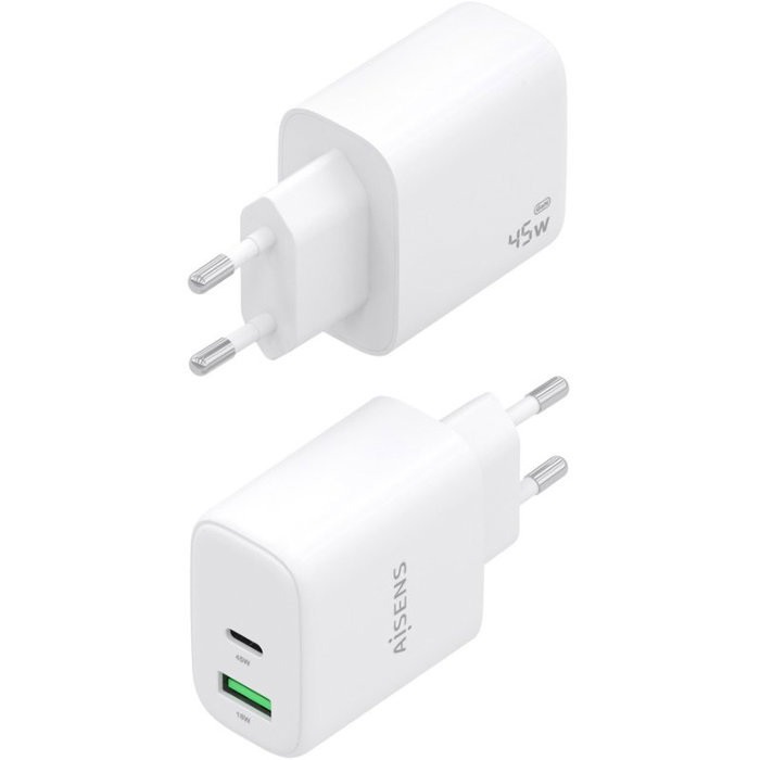 Aisens Cargador GaN 45W con USB-C y USB-A Blanco A110-0971 Aisens Cargador GaN 45W con USB-C y USB-A Blanco A110-0971